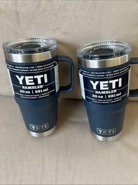 2 Yeti Rambler 20 oz Travel Mug Pair - Navy -